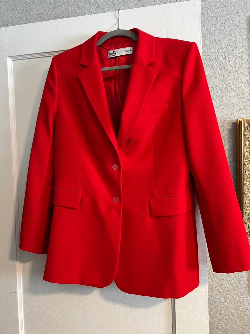 Zara Vibrant Red Single-Breasted Blazer NWOT size XL